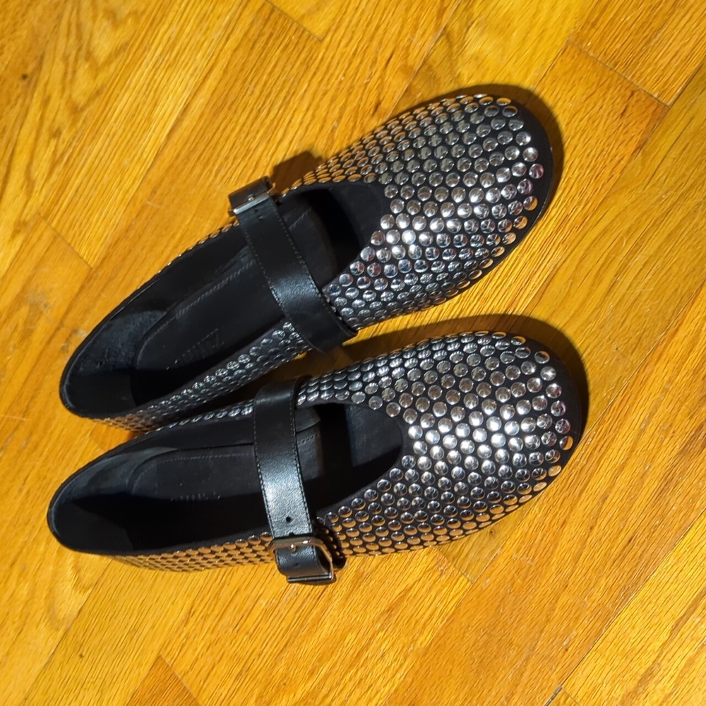 SCHUTZ Black Studded Mary Jane Flats
